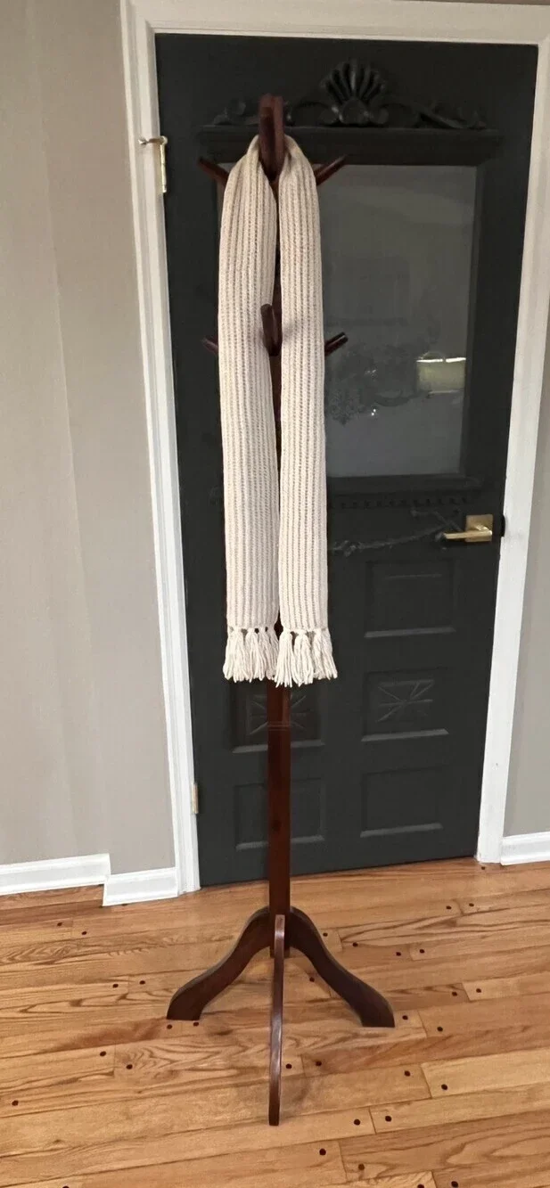 Lauren Ralph Lauren Cream Sparkle Knit Scarf Fringe 100% Wool